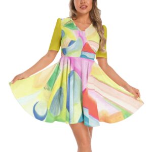 Pandora's Universe - Short Sleeve Ruched Bust Flared Hem Dress